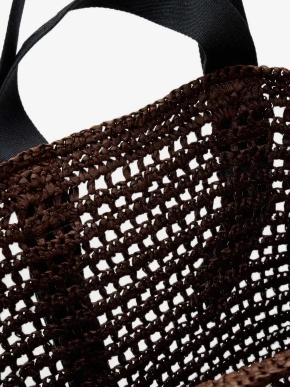 All Saints Woven Crochet Tote Bag with Ribbon Handles - Brown - Picture 4 of 5